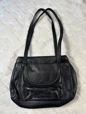 Stone Mountain Black Pebbled Leather Shoulder Bag